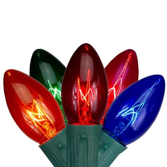25-Count Transparent Multi-Color C9 Twinkle Christmas Light Set 24ft Green Wire